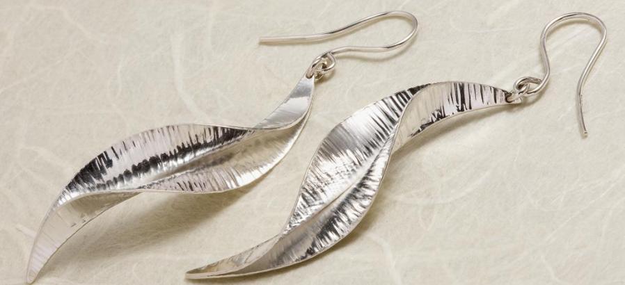 Ruffle silver drop earrings