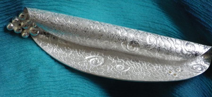 One-off silver brooch with 22k gold