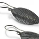 Night Reflections, oxidised silver drop earrings with 18k gold